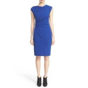 Lafayette 148 Imperial Blue Ponte Drape Neck Sheath Dress